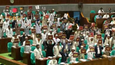 সংসদে রাষ্ট্রপতি প্রবেশ করতেই ‘জুলাইয়ের গাদ্দার’ প্ল্যাকার্ড প্রদর্শন